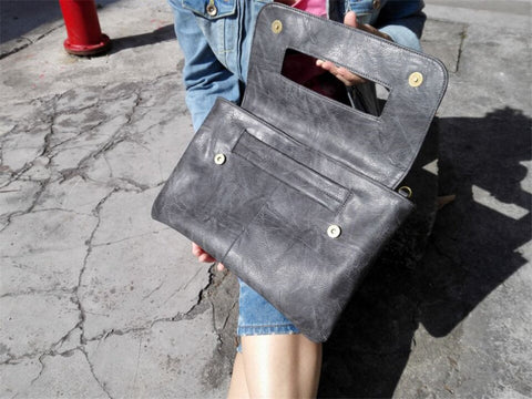 NIGEDU Women Handbags PU Leather Female Clutch Handbag Messenger Bag Large Solid High Capacity (Black) NIGEDU