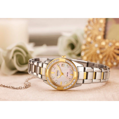 Citizen Women's Eco-Drive Dress Classic Diamond Watch in Two-tone Stainless Steel, Mother of Pearl Dial (Model: EW1824-57D) Citizen