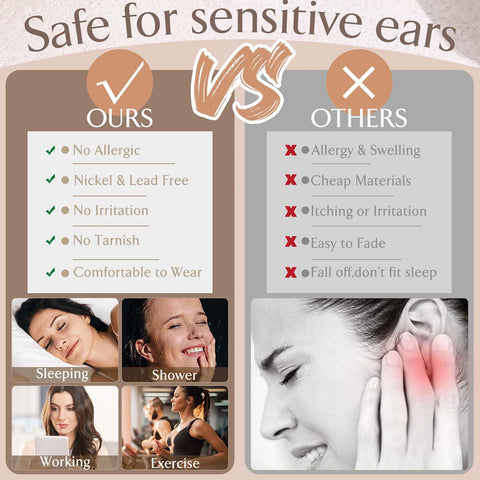 Jstyle Hypoallergenic 14K Gold Plated Flat Back Earrings for Women Men Surgical Stainless Steel Earrings for Sensitive Ears Small Stud Hoop Cartilage Earring Stack Set for Multiple Piercing Jewelry D