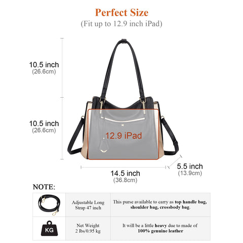 Over Earth Genuine Leather Shoulder Tote Bag for Women Soft Hobo Womens Purses and Handbags(O191E Black/Gold) Over Earth