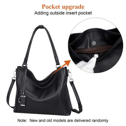 Over Earth Soft Leather Handbags for Women Shoulder Hobo Bag Large Tote Crossbody Bag (O103E Black) Over Earth