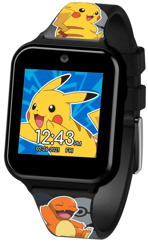 Pokémon Interactive Kids Smartwatch – Touchscreen Watch with Games, Camera, Voice Recorder, Step Tracker, Alarm & Timer – 10 Pokémon Watch Faces, USB Rechargeable – Fits Wrists 5.5" to 8"