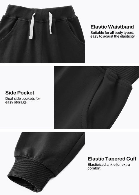 VOGRYE 3 Pack Boys Cotton Toddler Sweatpants Boys Joggers Pants with Pocket Drawstring for Kids 2T-6T