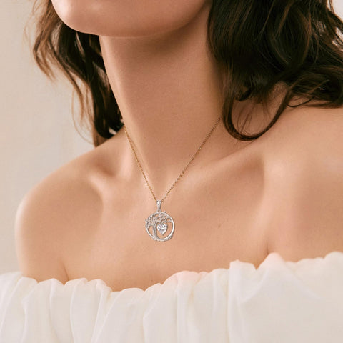 HAOSG 925 Sterling Silver April Birthstone Necklace Cubic Ziconia Simulated Diamond Necklace Tree of Life Pendant Necklaces Birthday Anniversary Wedding Gifts for Women Her Girls, Adjustable Chain HAOSG
