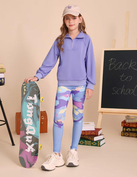 GRACE KARIN Girls Fall Clothes Size 8-10 Preppy Half Zipper Sweatshirt Sweatpant 2 Piece Tie Dye Back To School Tracksuit Outfit
