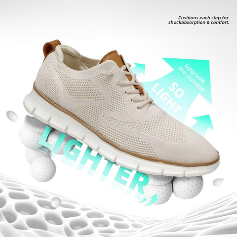 Men's Casual Dress Shoes Fashion Walking Sneakers Mesh Business Oxfords Work Lightweight Soft Sole Beige