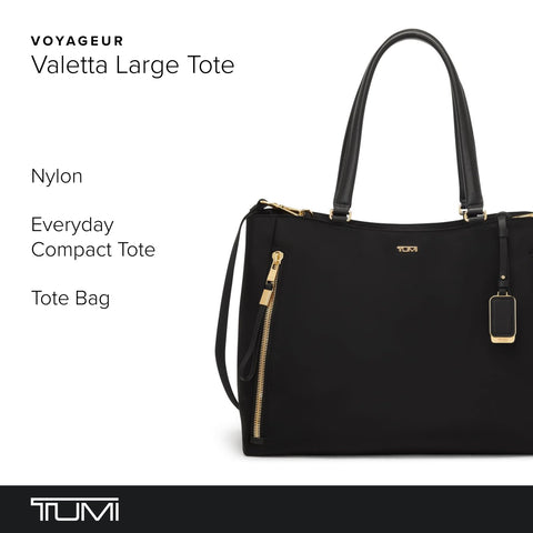 TUMI - Voyageur Valetta Large Tote - Men's & Women's Tote Bag - Tote Handbags for Everyday Use & Work - Black & Gold Hardware TUMI