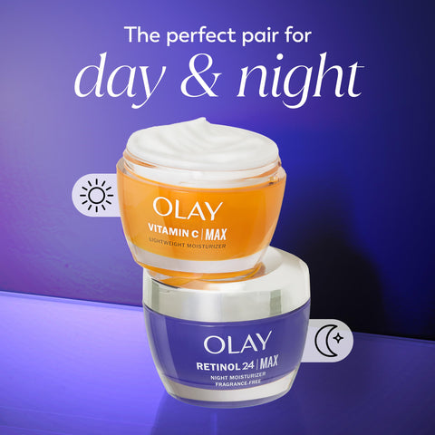 Olay Retinol Face Moisturizer, 24 MAX Anti-Aging Night Cream for Women, Fragrance-Free, Non Greasy - Anti-Wrinkle, Smooth Fine Lines, Tightening, Hydrating Skin Care - Peptides, Glycerin, 1.7 Oz