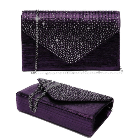 Women Evening Clutch Handbags Formal Envelope Bag Purses for Wedding Party Cocktail Prom Crossbody Shoulder Bag, Purple JAMBHALA