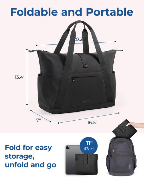 BAGSMART For Spirit Airlines Personal Item Bag, 23L Foldable Weekender Bags for Women Gym Tote Overnight Bag for Travel BAGSMART