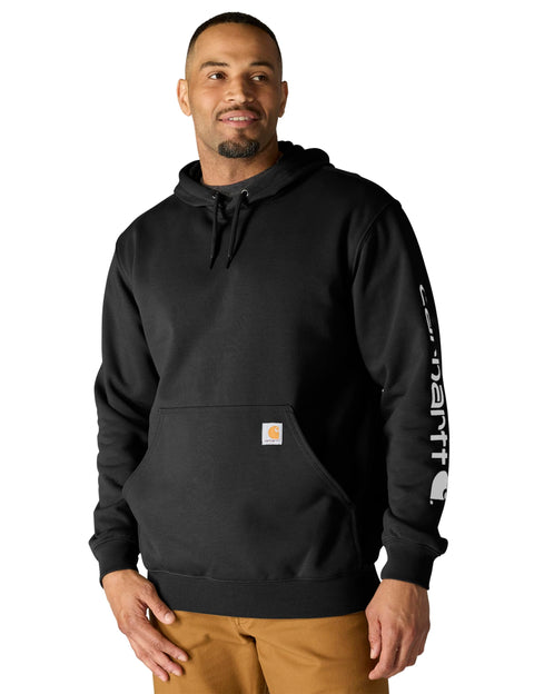 Carhartt Mens Loose Fit Midweight Logo Sleeve Graphic Fashion Sweatshirts, Black, Large US