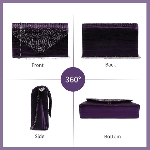 Women Evening Clutch Handbags Formal Envelope Bag Purses for Wedding Party Cocktail Prom Crossbody Shoulder Bag, Purple JAMBHALA