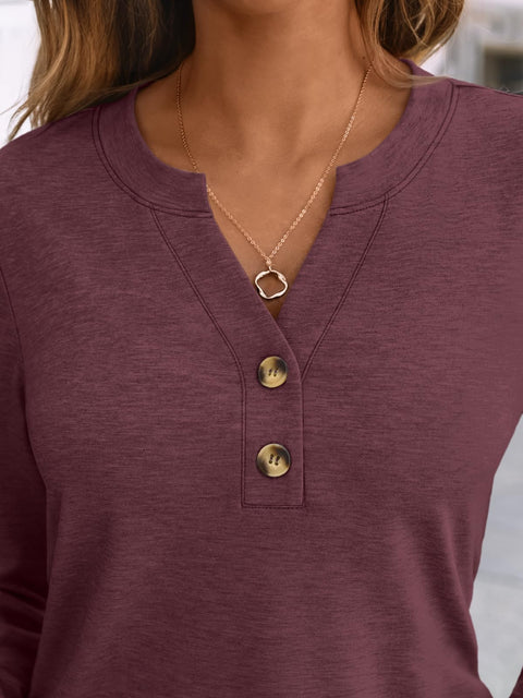 AUTOMET Long Sleeve Shirts for Women Blouses 2025 Fall Clothes Plus Size Dressy Casual Tops Henley Trendy Cute T Shirts Business Winter Clothing Fashion Outfits Wine L