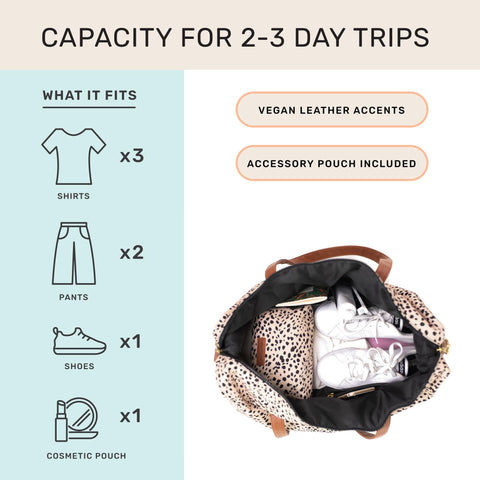 Jadyn Luna Women's Weekender Bag and Travel Duffel, Large 37 Liter Capacity (Cheetah Spot) Jadyn