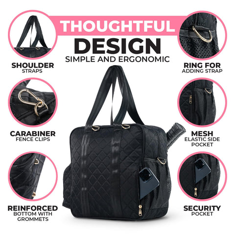 IZARI Pickleball Bag For Women w/Ball Bag and Fence Hooks, Pickleball Bags for Women and Men, Pickleball Paddle Bag Tote For Women and Men, Pickleball Bag Gifts IZARI