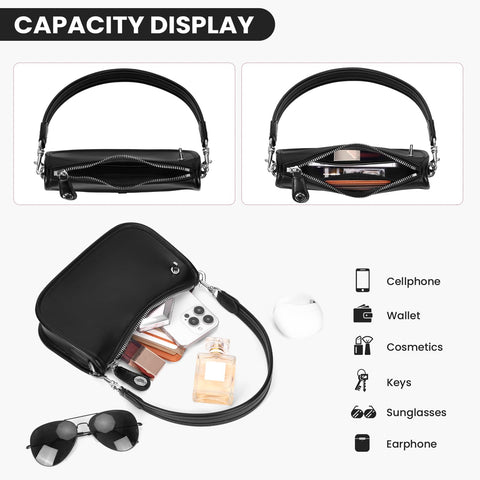 jingyuKJ Shoulder Bag Purses for Women - Small Handbags PU Leather Shoulder Purse Trendy Designer Underarm Bags (Black)