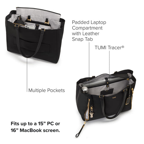 TUMI - Voyageur Valetta Large Tote - Men's & Women's Tote Bag - Tote Handbags for Everyday Use & Work - Black & Gold Hardware TUMI