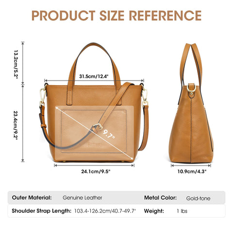 Kattee Soft Genuine Leather Tote Bags for Women, Shoulder Purses and Handbags, Casual Work Top Handle Kattee