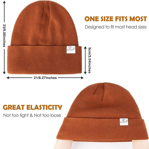 3 Pack Satin Lined Winter Beanie Hats for Women Men,Silk Lined Beanie Knit Soft Warm Cuffed Hat(Black+Dark Gray+Caramel) SENPUKI
