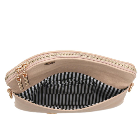 FashionPuzzle Envelope Wristlet Clutch Crossbody Bag with Chain Strap (Nude) One Size FashionPuzzle