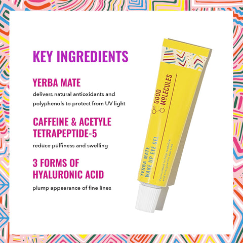 Good Molecules Yerba Mate Wake Up Eye Gel - Hydrating Under Eye Gel Cream with Hyaluronic Acid and Caffeine - Target Dark Circles and Puffiness - Skin Care for Face Good Molecules
