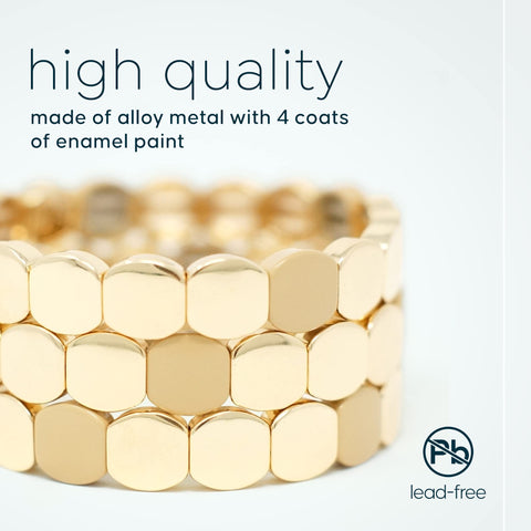Cedar and Ink Stackable Bracelets, Tile Bracelets for Women, Stackable Enamel Bracelets, Enamel Bangle Bracelet, Gifts for Women - Gold Honeycomb Cedar and Ink