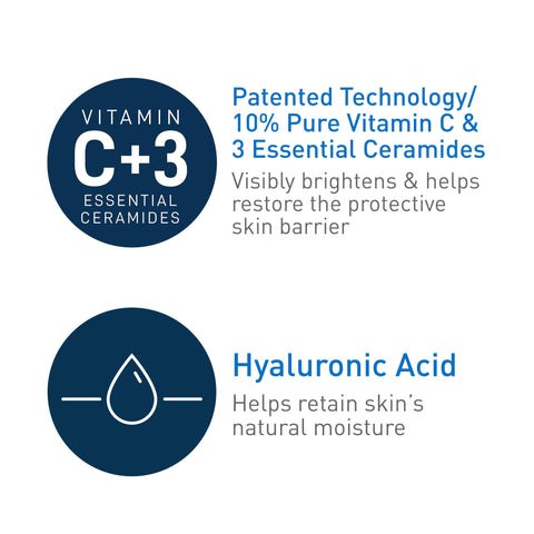 CeraVe Vitamin C Serum with Hyaluronic Acid | Skin Brightening Serum for Face with 10% Pure Vitamin C | Fragrance Free | 1 Fl. Oz CeraVe