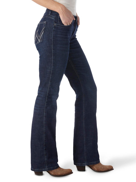 Wrangler Women's Q-Baby Mid Rise Boot Cut Ultimate Riding Jean, Boot Scootin, 3-34