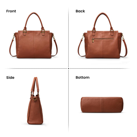 befen Soft Genuine Leather Purses for Women Small Tote Bag Handbags Crossbody Bags Top Handles Satchel Purse Shoulder Bag with RFID Card Slots Cognac Brown