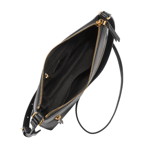 Fossil Women's Fiona Leather Small Crossbody Purse Handbag, Black (Model: ZB7266001) Fossil