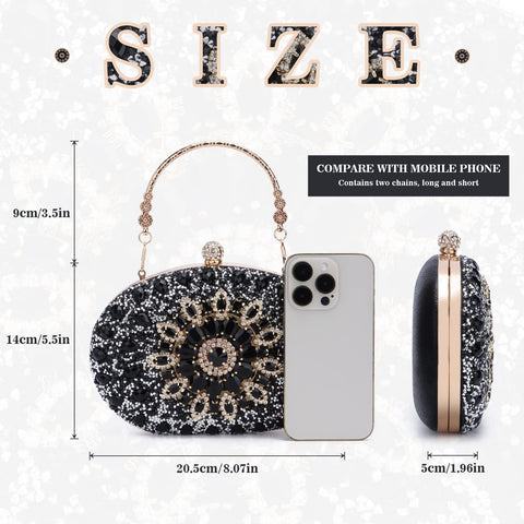 LUI SUI Women Rhinestone Evening Clutch Purse Bag Bling Glitter Sparkly Diamond Tote Bag Crystal Wedding Party Bag LUI SUI