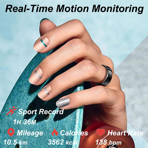 Smart Ring Heart Rate Monitor Blood Pressure Ring Sleep Tracker Health Rings Pedometer Step Counter Calories Waterproof Fitness Rings for Women Men CNBRO