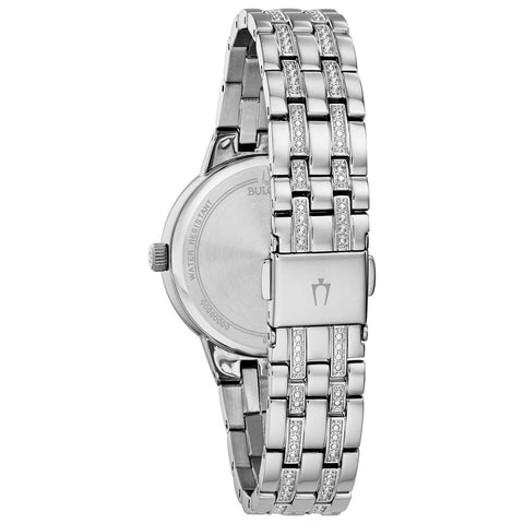 Bulova Ladies' Crystal Phantom 3-hand Quartz Watch, Faceted Mineral Glass Dial Bulova