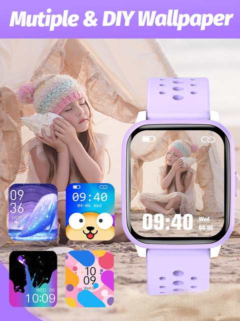 Butele Kids Smart Watch Girls Boys, Smart Girls Watch for Kids Smart Watch Gifts for 4-16 Years Old with Sleep Mode Multiple Sports Modes Pedometer Birthday Gift for Boys Girls (Purple)