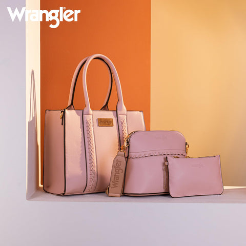 Wrangler 3Pcs Tote Bag for Women Crossbody Bag Set Purse Handbag with Strap WG3-8321PK Wrangler