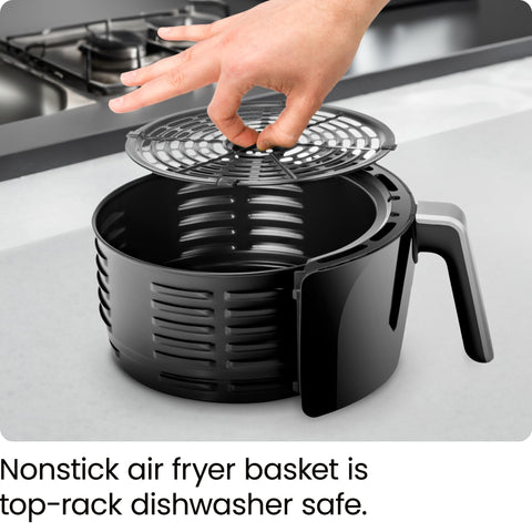 CHEFMAN Small Air Fryer Healthy Cooking, 3.6 Qt, Nonstick, User Friendly and Dual Control Temperature, w/ 60 Minute Timer & Auto Shutoff, Dishwasher Safe Basket, Matte Black, Cookbook Included Chefman
