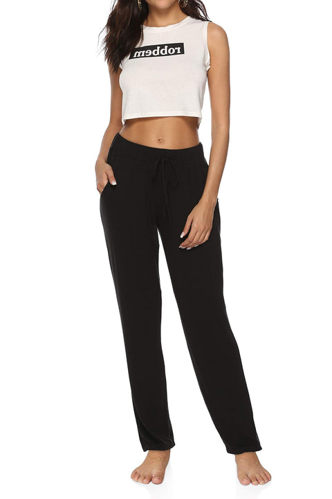 DIBAOLONG Womens Yoga Pants Wide Leg Comfy Drawstring Loose Straight Lounge Running Workout Legging A1-Black L DIBAOLONG