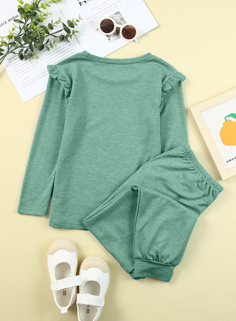 blibean Girls Fall Clothes Sets Girl Fashion Sweatsuit Outfits Tween Kids School Lounge Sweat Suits Shirts Tops Teen Jogger Matching Clothing Ropa Niña Size 8-9 Years Old Green