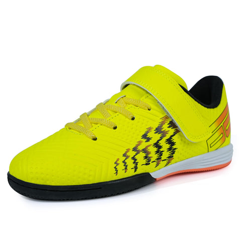 brooman Kids Futsal Indoor Soccer Shoes Boys Girls Soccer Sneakers (3,Lime)