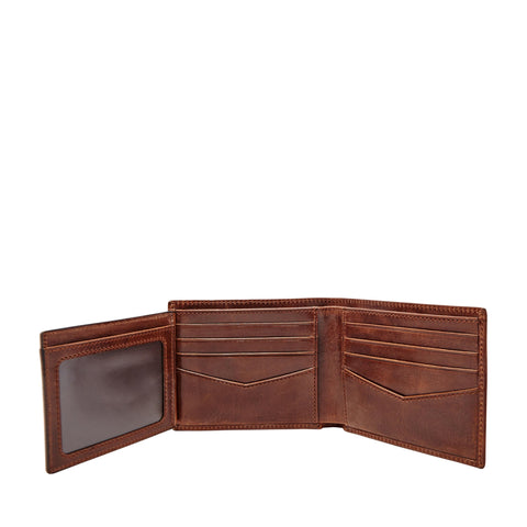 Fossil Men's Ryan Leather RFID-Blocking Bifold with Flip ID Wallet, Dark Brown, (Model: ML3729201) Fossil