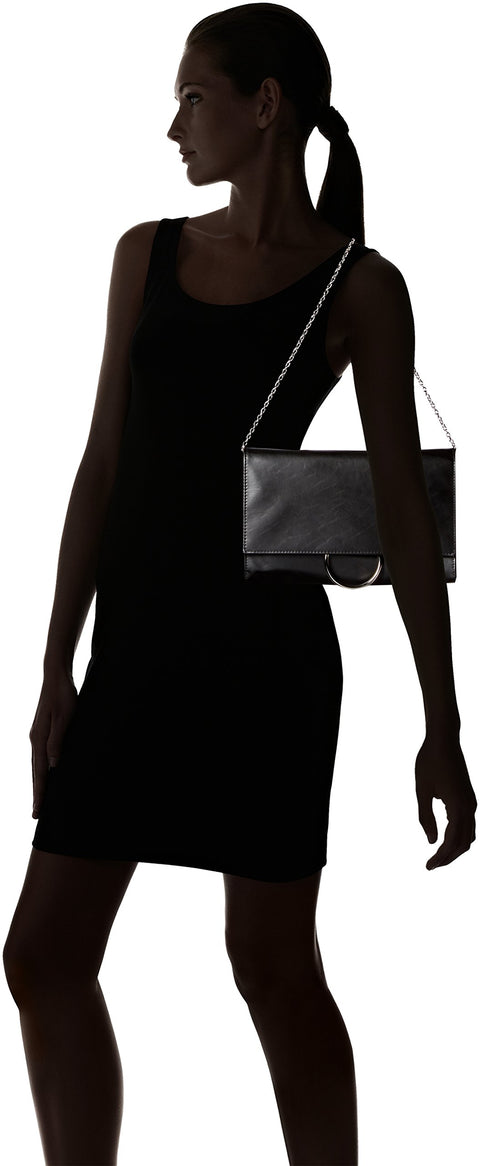 Jessica McClintock womens Nora Solid Large Envelope Clutch with Ring Closure, Black, One Size US Jessica McClintock