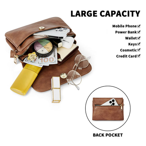 CHOLISS Small Crossbody Bags for Women, Leather Cell Phone Purse, Mini Travel Purse with Adjustable Strap CHOLISS