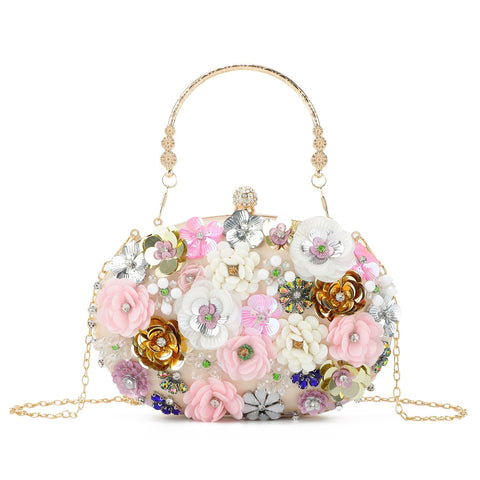 Freie Liebe Floral Clutch Beaded Purses for Women 3D Flower Evening Bag for Wedding, Bridal Freie Liebe