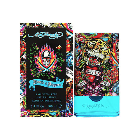 ED HARDY Women's Perfume Fragrance by Christian Audigier, Eau De Parfum, Hearts & Daggers, 3.4 Fl Oz Men's Cologne Fragrance Spray, Hearts & Daggers, Eau De Toilette, 3.4 Fl Oz ED HARDY