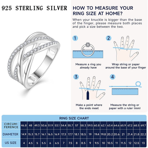 Veshon 925 Sterling Silver Infinity Criss Cross Celtic Knot Ring, 18K White Gold Plated Double X Crossover band Rings Cubic Zirconia CZ Diamond Statement Rings for Women, Size 7 Veshon