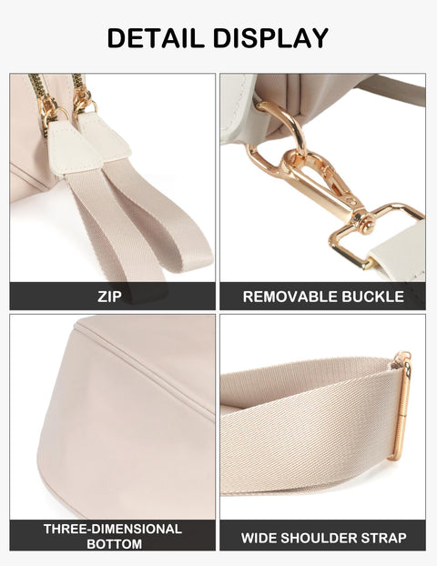 FEIBOON Spacious Nylon Crossbody Bag Bum Bag Handbags Wallets Purses Trendy Shoulder Bag for Women (beige)