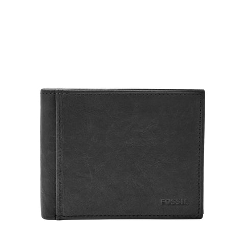 Fossil Men's Ingram Leather RFID-Blocking Bifold with Flip ID Wallet, Black, (Model: ML3784001) Fossil