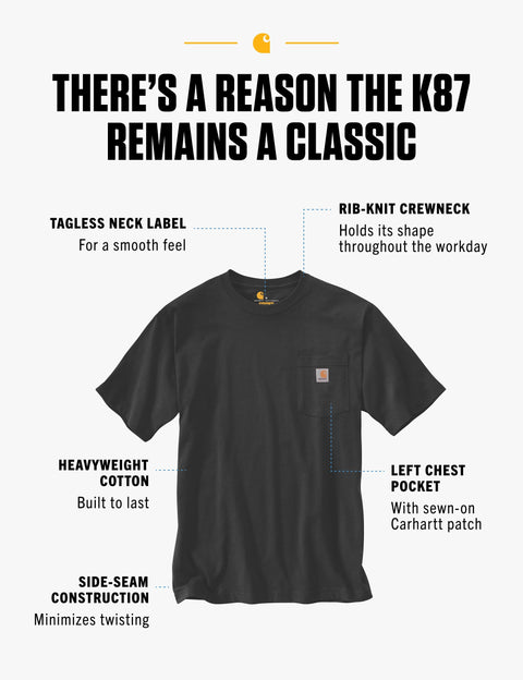 Carhartt Men's Loose Fit Heavyweight Short-Sleeve Pocket T-Shirt (Also Available in Big & Tall), Black, Large Carhartt