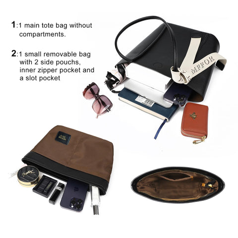 MFFOR Tote Bag, Soft Vegan Leather Tote Purse for women, Top Handle Shoulder Bag with Organizer Insert Bag. (Mocha) MFFOR