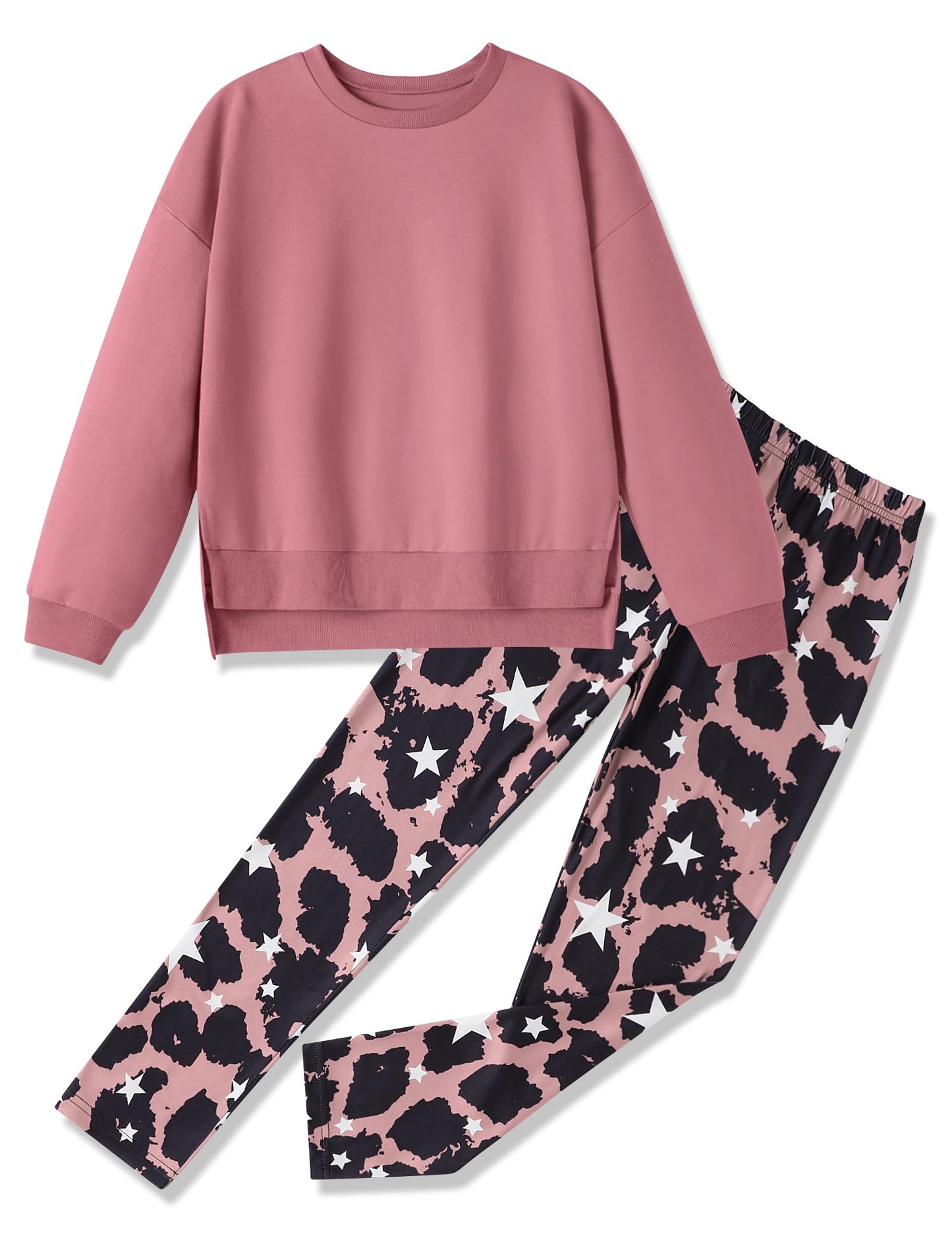 FoWear Girl Clothes Sweatshirt Pullover Sweatpants Leopard Leggings Outfit 2PC Girls Clothes Size 7